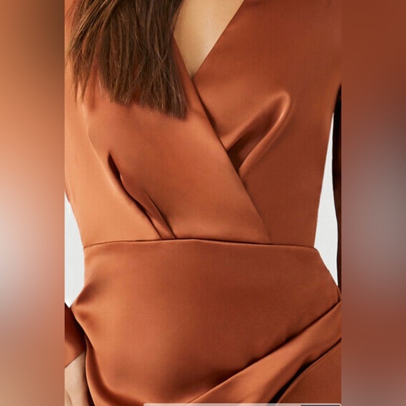 NWT Satin Surplice Tulip-Hem Mini Dress - Picture 2 of 14